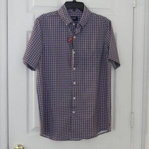 🆕️Chaps Performance Shirt Short Sleeve Button Down Plaid Stretch Wrinkle Resist